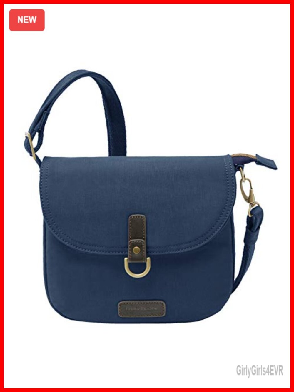 Travelon Anti-Theft Courier Saddle Crossbody Cotton RFID Locking Zip Bag